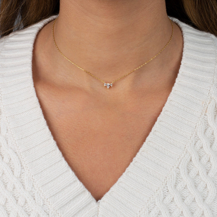  Tiny Triple CZ Teardrop Necklace - Adina Eden's Jewels