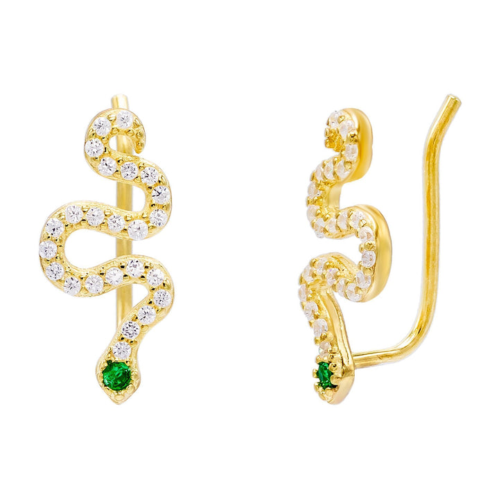 Emerald Green Snake Ear Climber - Adina Eden's Jewels