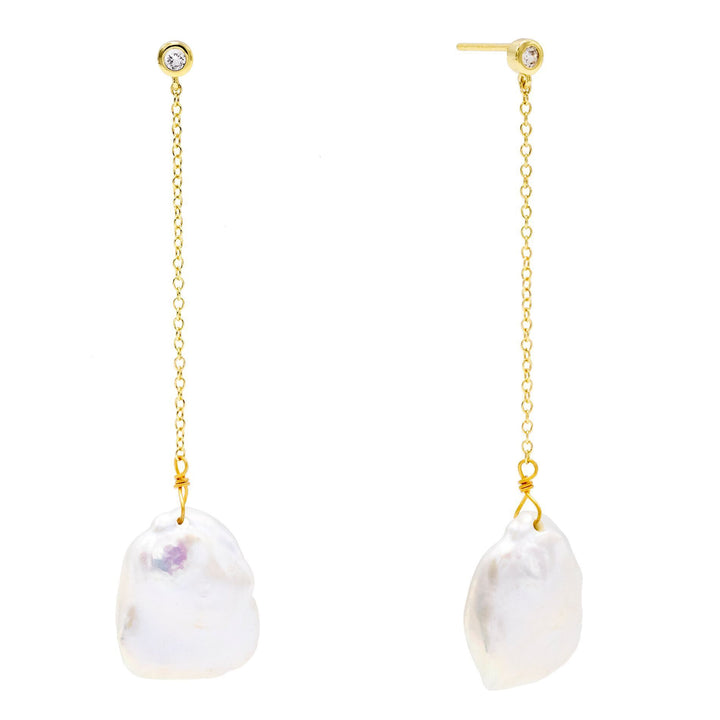 Pearl White Pearl Drop Stud Earring - Adina Eden's Jewels
