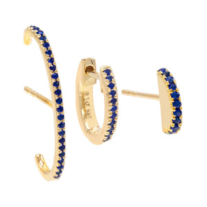 Sapphire Blue Diamond Colored Earring Combo Set 14K - Adina Eden's Jewels