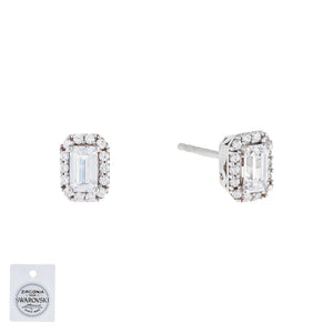 14K White Gold Illusion Stone Stud Earring 14K - Adina Eden's Jewels
