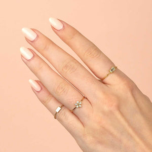  Diamond Baguette Chain Ring 14K - Adina Eden's Jewels