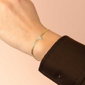  Diamond Heart Cuban Bracelet 14K - Adina Eden's Jewels