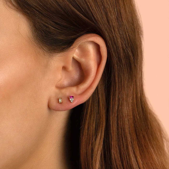  Baguette Triangle Diamond Stud Earring 14K - Adina Eden's Jewels