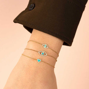  Diamond X Turquoise Evil Eye Bracelet 14K - Adina Eden's Jewels