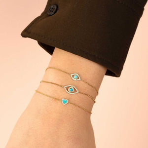  Diamond Colored Heart Bracelet 14K - Adina Eden's Jewels
