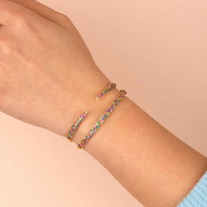  Diamond Pavé Rainbow Bangle 14K - Adina Eden's Jewels