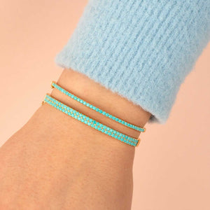  Turquoise Double Row Bangle 14K - Adina Eden's Jewels