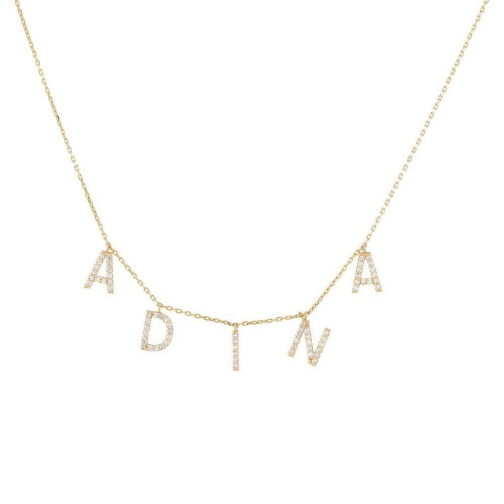  Diamond Block Name Necklace 14K - Adina Eden's Jewels