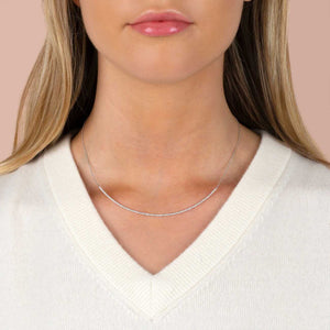  Diamond Tennis Scoop Bar Necklace 14K - Adina Eden's Jewels