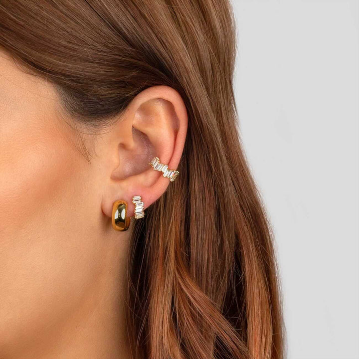  Mini Scattered Baguette Huggie Earring - Adina Eden's Jewels