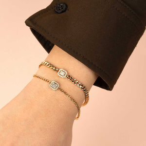  Diamond Illusion Baguette Cuban Bracelet 14K - Adina Eden's Jewels