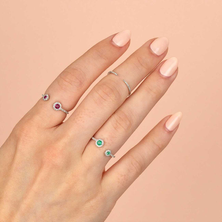  Diamond X Colored Gemstone Double Stone Ring 14K - Adina Eden's Jewels