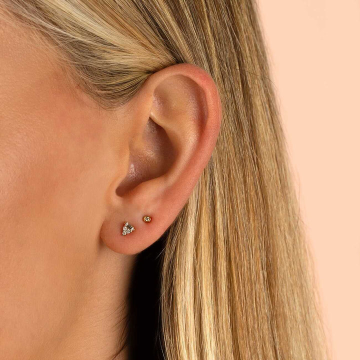 Baguette Triangle Diamond Stud Earring 14K - Adina Eden's Jewels