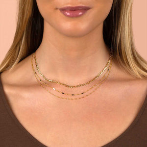  Wide Bar x Singapore Chain Necklace 14K - Adina Eden's Jewels