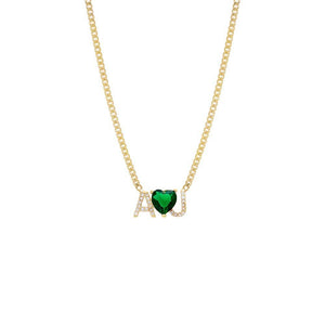 Emerald Green Colored Heart Nameplate Necklace - Adina Eden's Jewels