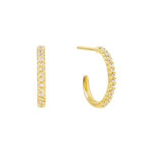 Gold CZ Open Hoop Earring - Adina Eden's Jewels