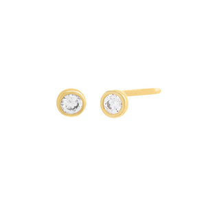 Gold / Pair / 1.5MM Itty Bitty Solitaire Bezel Stud Earring - Adina Eden's Jewels