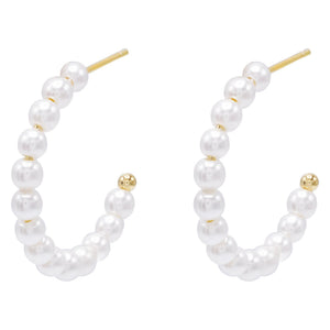 Pearl White Pearl Beaded Hoop Earring - Adina Eden's Jewels