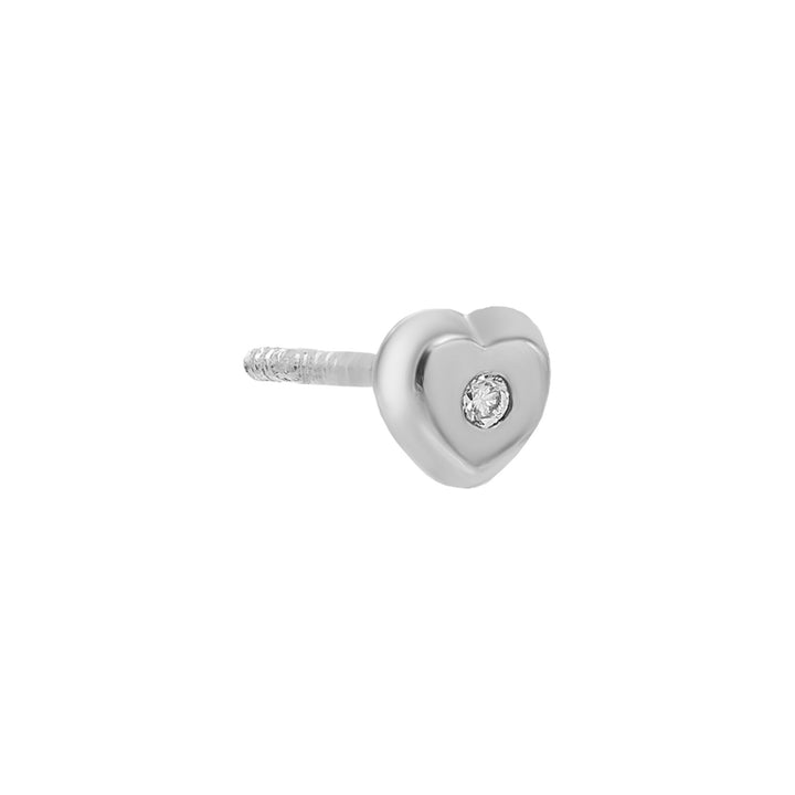 14K White Gold / Single Diamond Heart Stud Earring 14K - Adina Eden's Jewels