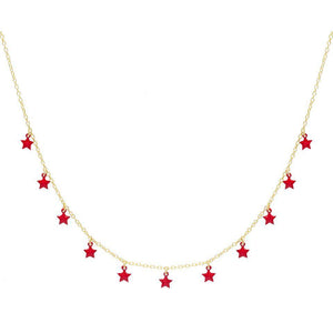 Ruby Red Enamel Stars Choker - Adina Eden's Jewels