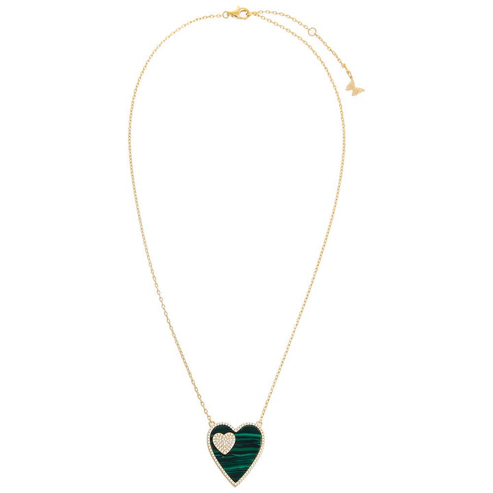  Jumbo Pavé Colored Gemstone Double Heart Necklace - Adina Eden's Jewels
