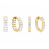 Gold Baguette X Round Hoop Earring Combo Set - Adina Eden's Jewels