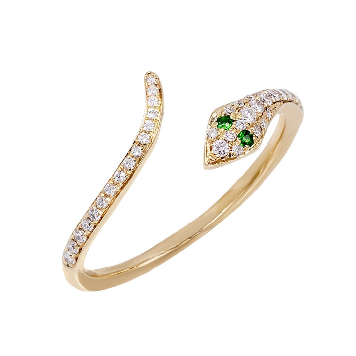 Emerald Green Diamond Snake Ring 14K - Adina Eden's Jewels