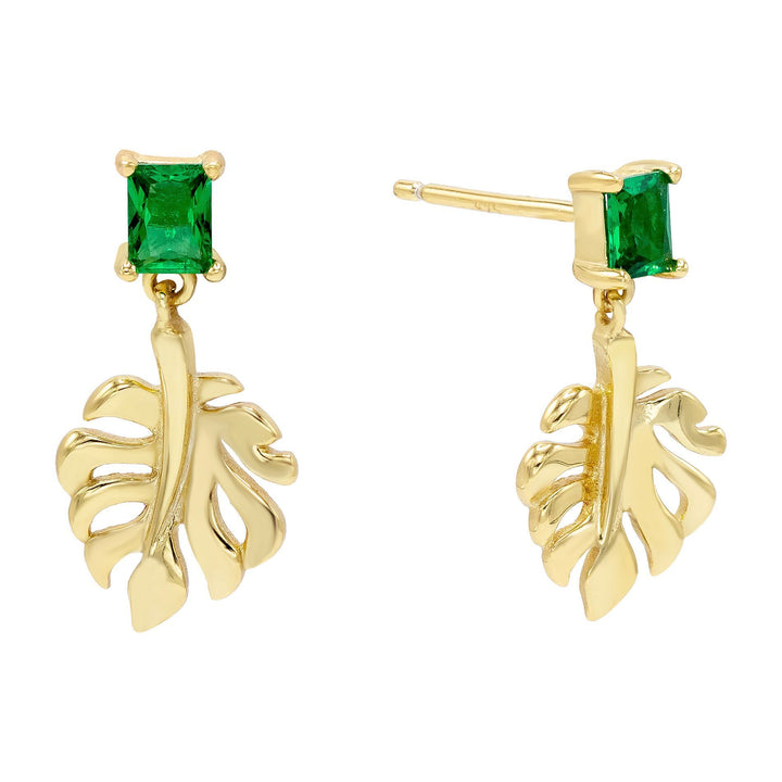 Emerald Green Small Leaf Stone Stud Earring - Adina Eden's Jewels