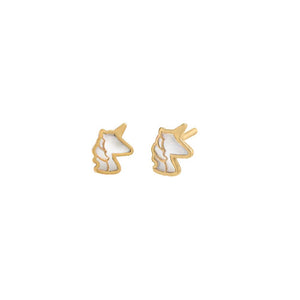 Mother of Pearl Kids Mother of Pearl Unicorn Stud Earring 14K - Adina Eden's Jewels