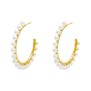 Pearl Studded Hoop Earring - Adina Eden's Jewels
