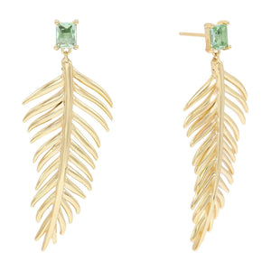 Emerald Green Large Leaf Stone Stud Earring - Adina Eden's Jewels