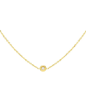 14K Gold Diamond Mini Bezel Necklace 14K - Adina Eden's Jewels