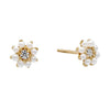  Pearl CZ Flower Stud Earring 14K - Adina Eden's Jewels