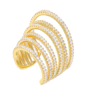 Gold Large Pavé Cascading Multi Row Ear Cuff - Adina Eden's Jewels