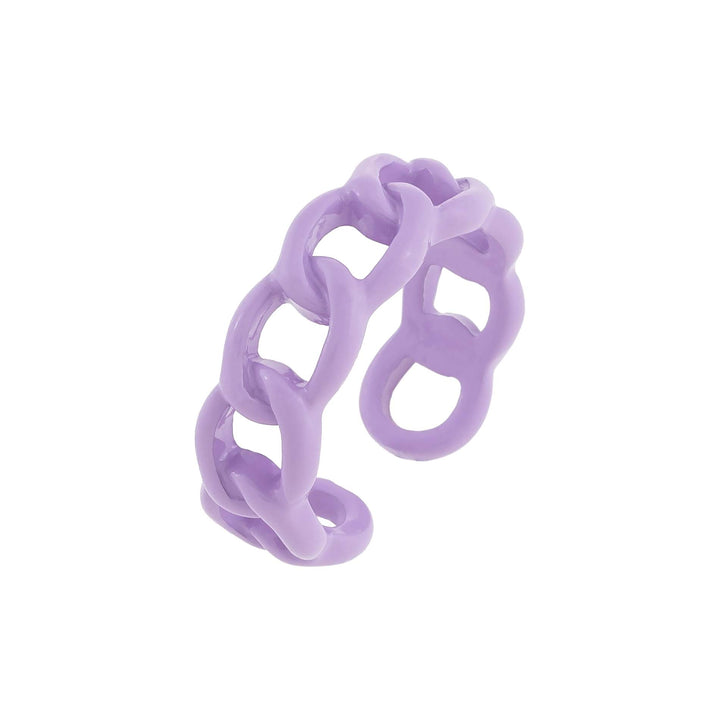 Lilac Enamel Colored Chain Link Ring - Adina Eden's Jewels
