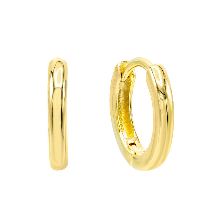 14K Gold / 10 MM / Pair High Polish Solid Huggie Earring 14K - Adina Eden's Jewels