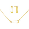 Gold Safety Pin Earring & Necklace Combo Set - Adina Eden's Jewels