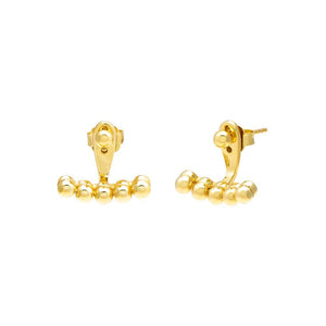 Gold Beaded Ball Ear Jacket Stud Earring - Adina Eden's Jewels
