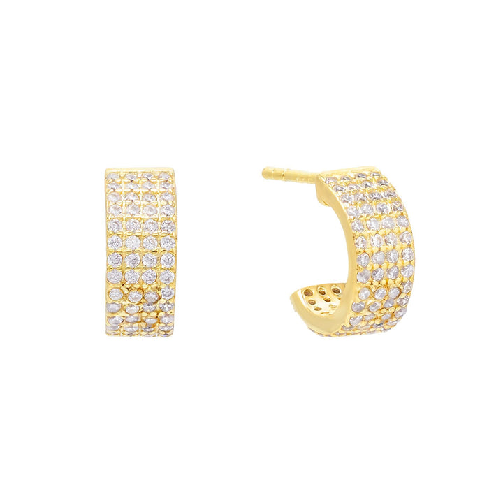 Gold Thick Pavé Hoop Earring - Adina Eden's Jewels