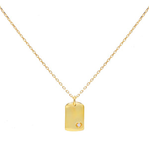 Gold Mini Heart Dog Tag Necklace - Adina Eden's Jewels