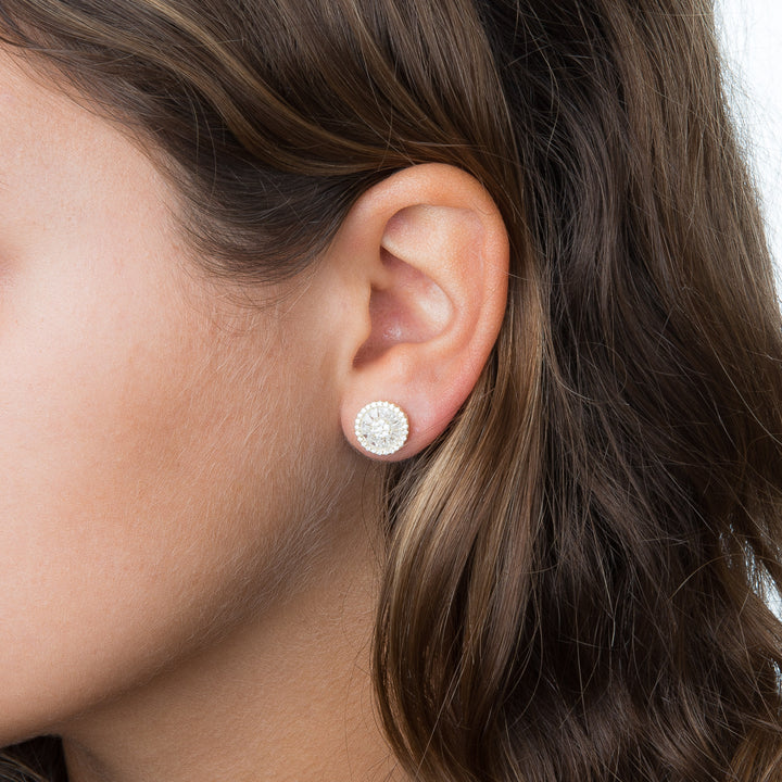  Baguette CZ Dial Stud Earring - Adina Eden's Jewels