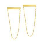 14K Gold Bar Chain Stud Earring 14K - Adina Eden's Jewels