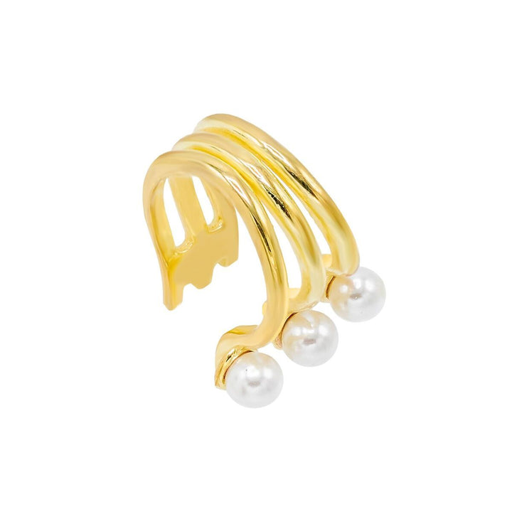 Pearl White Triple Pearl Ear Cuff - Adina Eden's Jewels