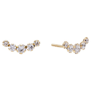 14K Gold Curve Stone Ear Climber 14K - Adina Eden's Jewels