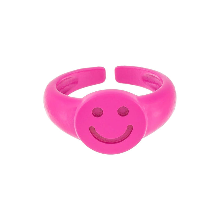  Enamel Adjustable Smiley Ring - Adina Eden's Jewels