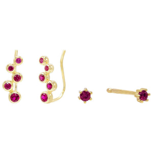  Bezel Stud x Ear Climber Combo Set - Adina Eden's Jewels