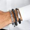  Onyx Steel & Leather Bracelet - Adina Eden's Jewels