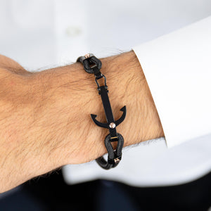  Onyx Anchor Bracelet - Adina Eden's Jewels