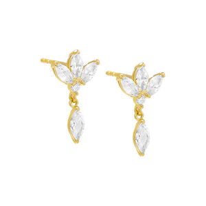 Gold Marquise Crown Dangling Stud Earring - Adina Eden's Jewels